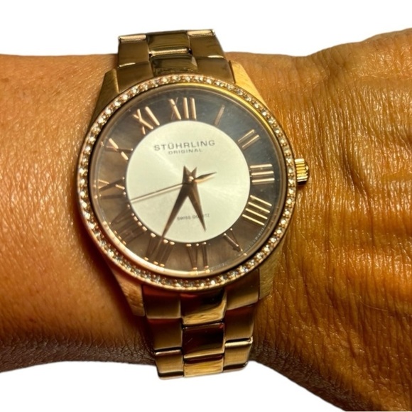 Stuhrling Winchester Swiss Quartz Ladies Watch Rose Gold Diamond Bezel - Picture 5 of 10
